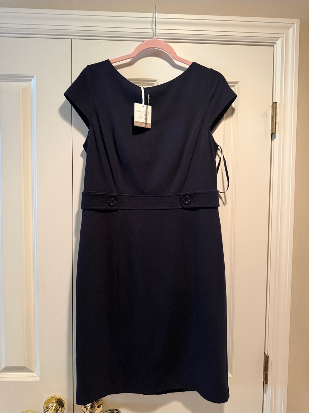 NWT Talbots Classic Navy Sheath Dress with Belt Detail